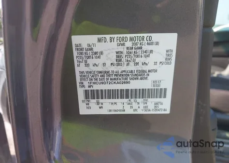 2012 Ford Escape Xlt из США, поврежденный, VIN 1FMCU9D72CKA02690